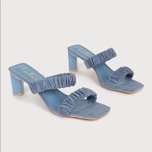 Lulu’s Twyy Blue Suede High Heel Sandals 5.5